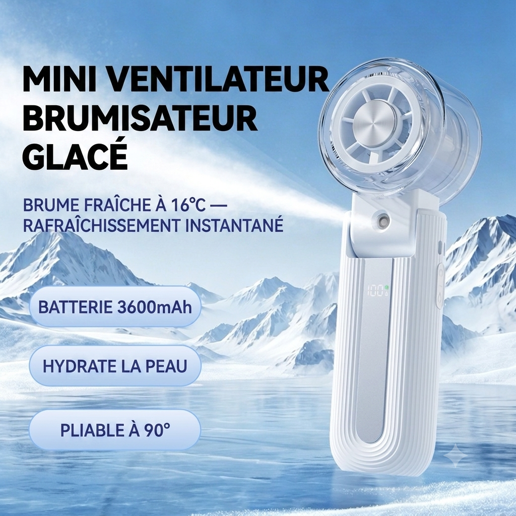 Mini Ventilateur Brumisateur &  Portatif 5-en-1 — Modèle 2026